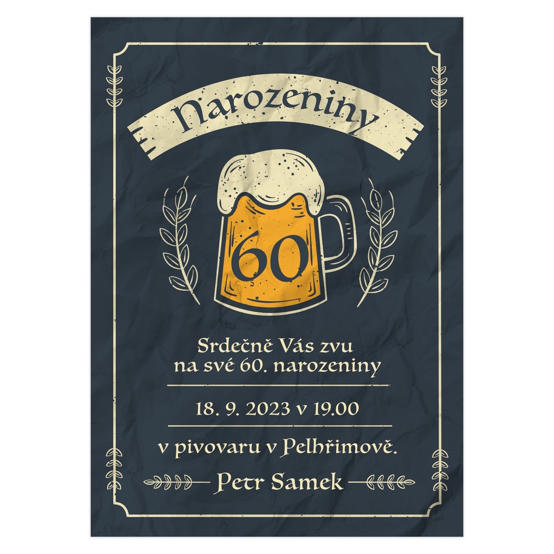 Narozeninová pozvánka 45 - Pivní na produktovém náhledu