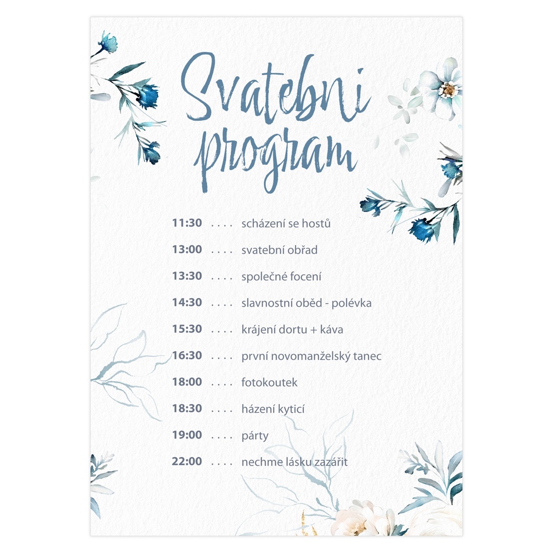 Svadobný harmonogram 334 – ukážka produktu