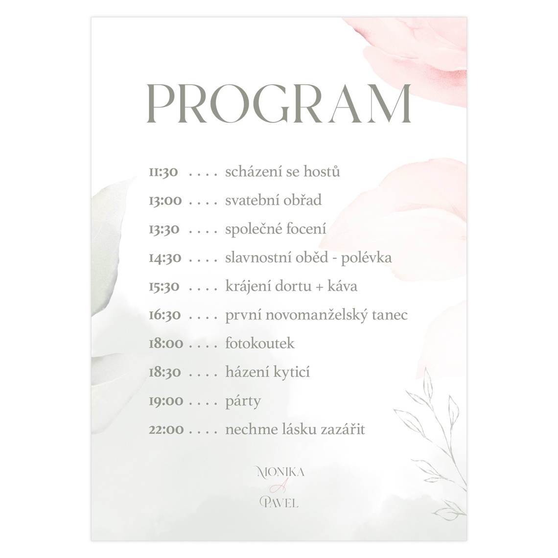 Svadobný harmonogram 338 – ukážka produktu