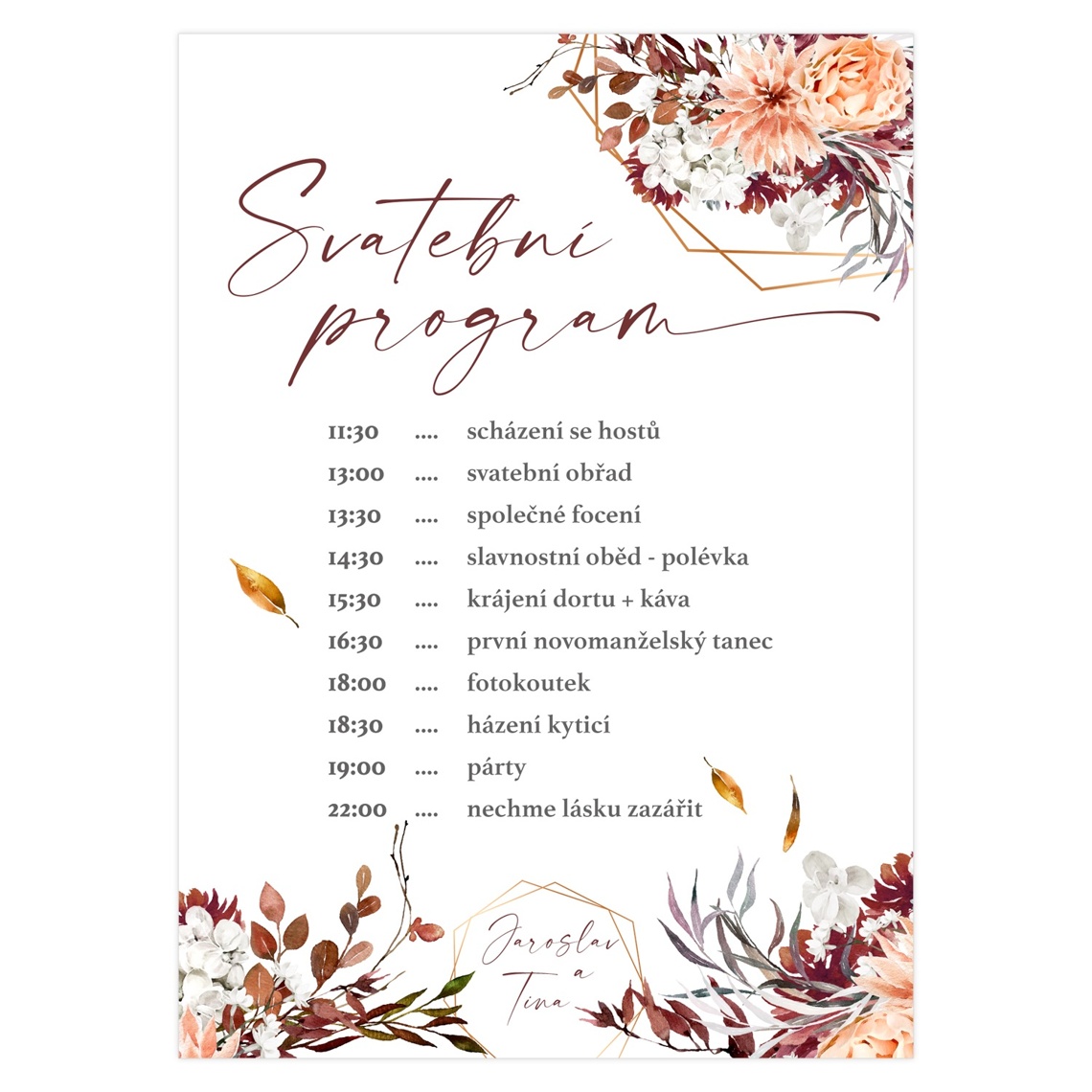 Svatební harmonogram 249 připravené pro svatební harmonogram