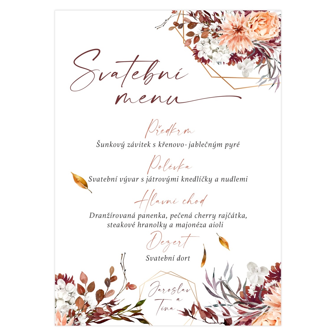 Svatební menu 249 - svatební menu na slavnostní tabuli