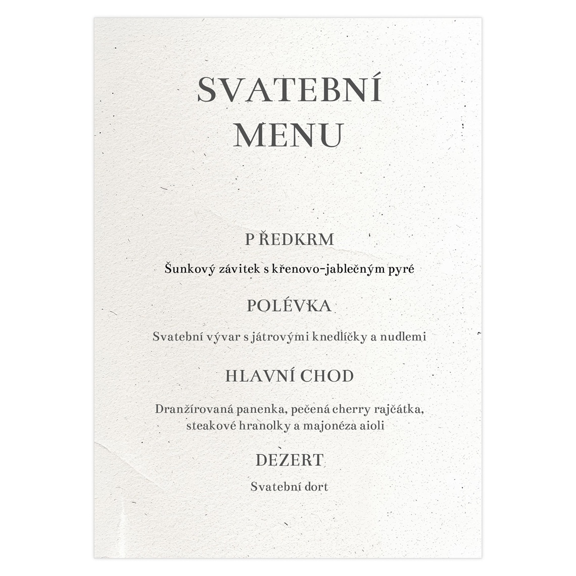 Svadobné menu 345 – ukážka produktu