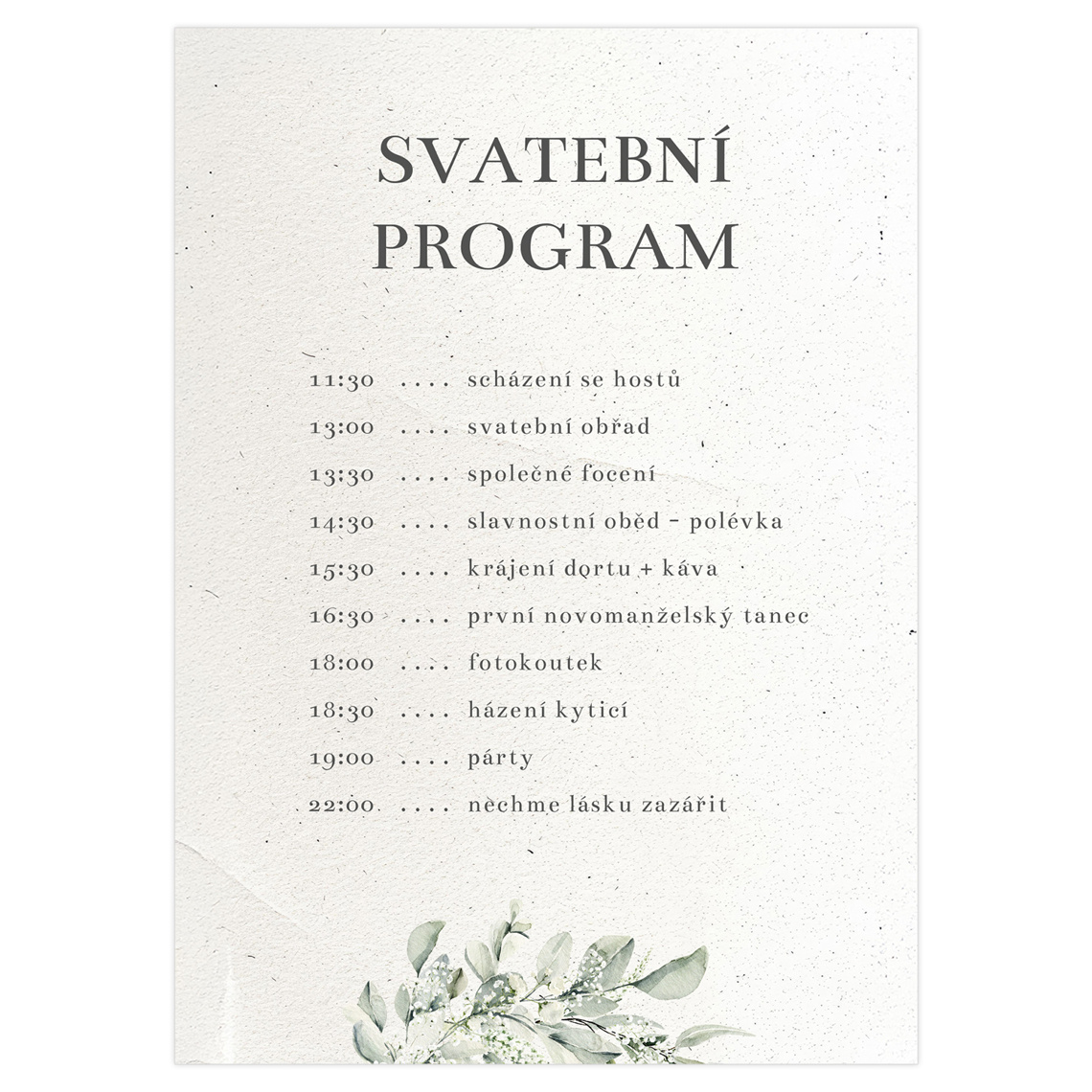 Svadobný harmonogram 347 – ukážka produktu