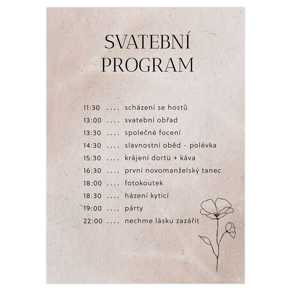 Svadobný harmonogram 346 – ukážka produktu