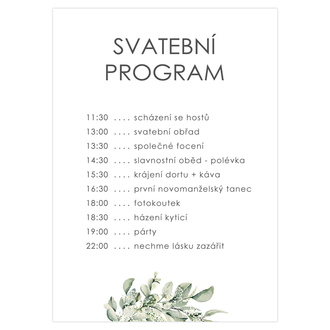 Svadobný harmonogram 353 – ukážka produktu