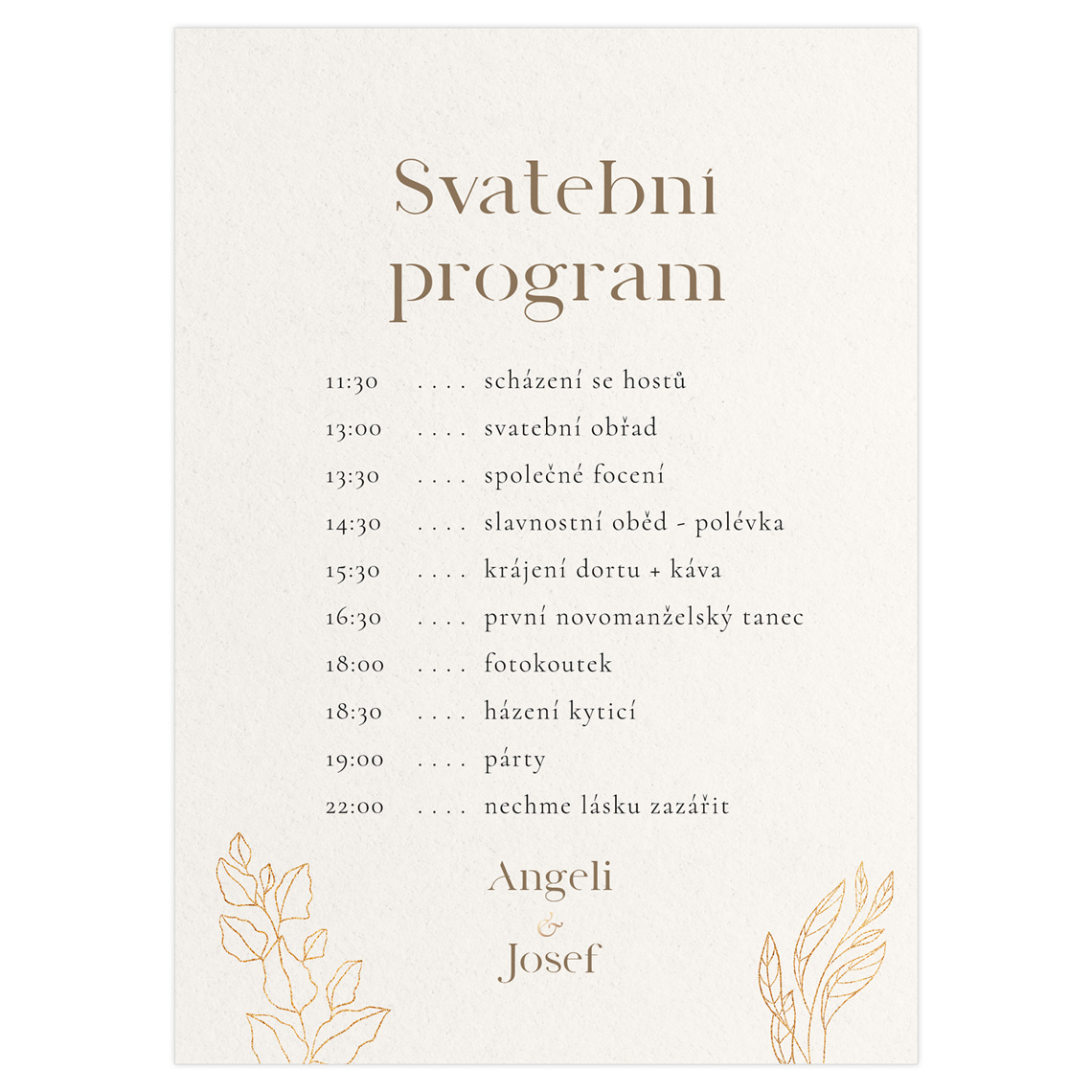 Svadobný harmonogram 357 – ukážka produktu