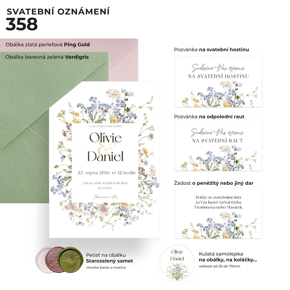 Detail produktu Svatební oznámení 358 – Pastelová romance pro svatební oznámení v motivu pastelová romance
