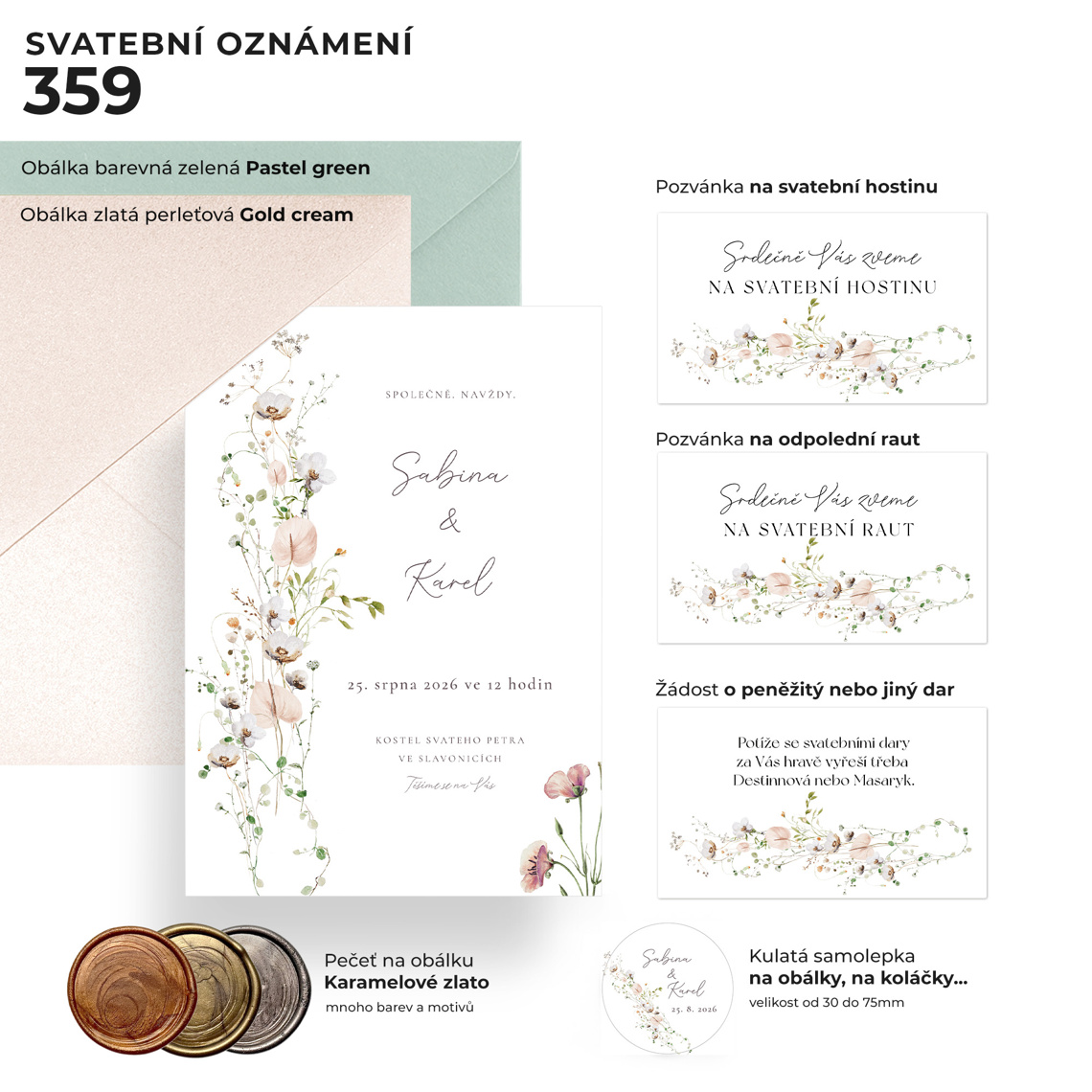 Detail produktu Svatební oznámení 359 – Květinová něha pro svatební oznámení v motivu květinová něha