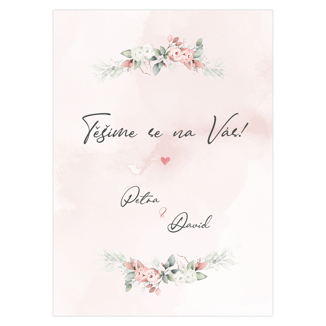 Detail produktu Svatební oznámení 248 – Boho motiv s růžemi na navázané fotografii