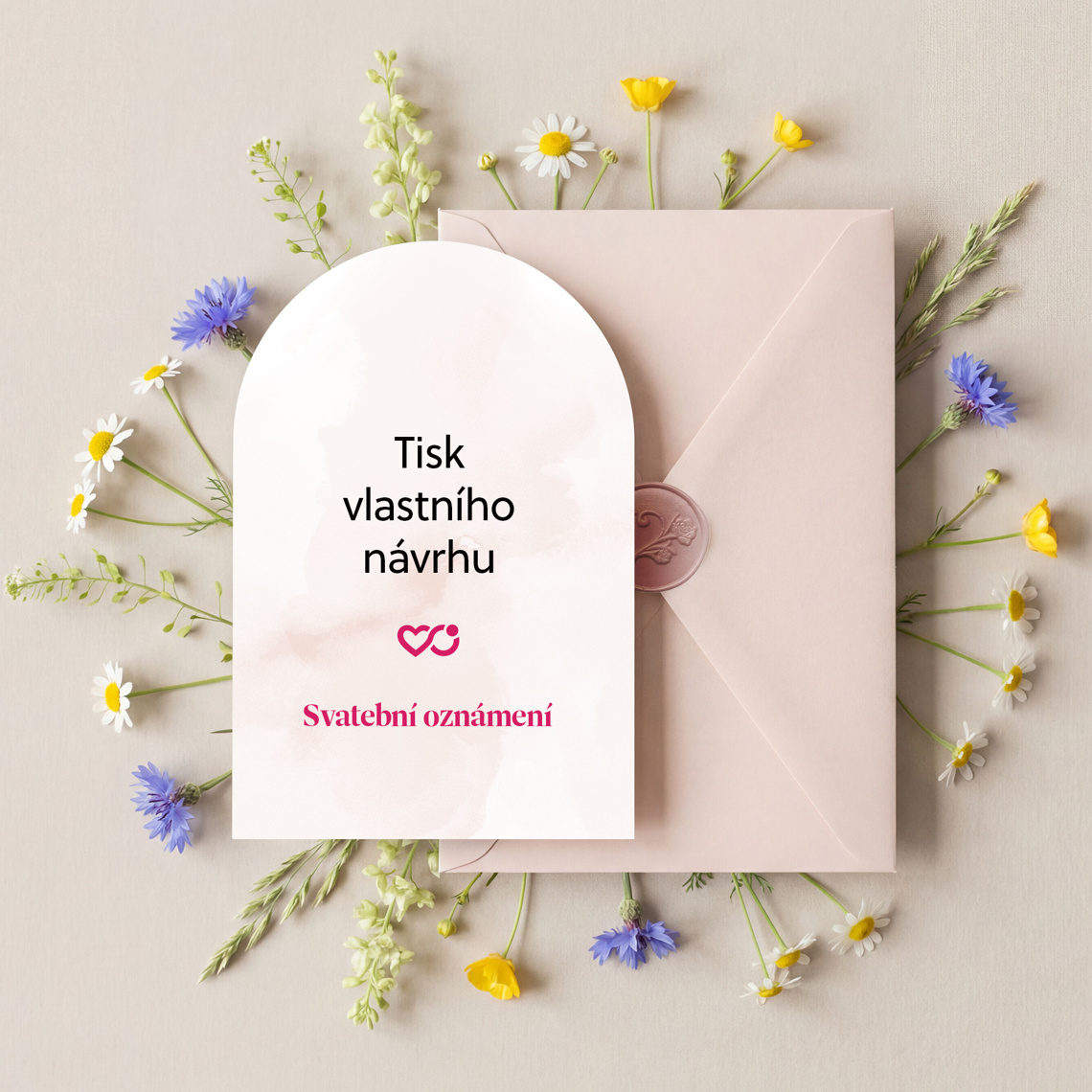 Detail produktu Svatební oznámení s vlastním motivem 1 - zaoblené na navázané fotografii