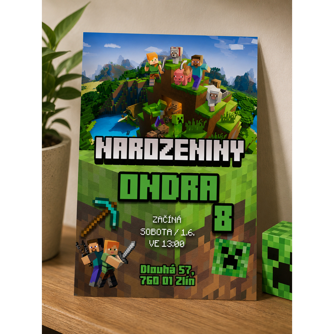 Narodeninová pozvánka 68 – Minecraft 1 – ukážka z kolekcie