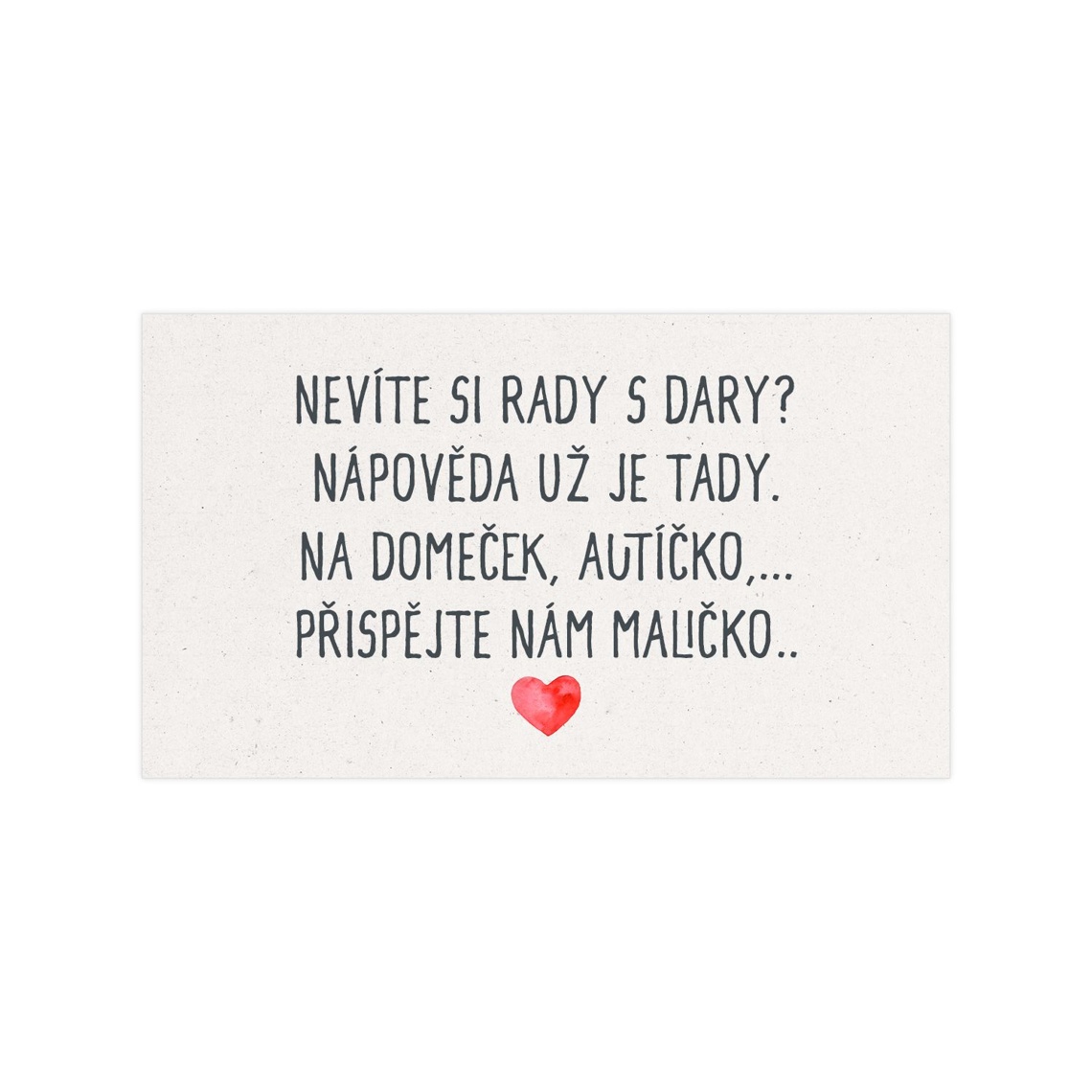 Žádost o dar 283 jako kartička se žádostí o svatební dar